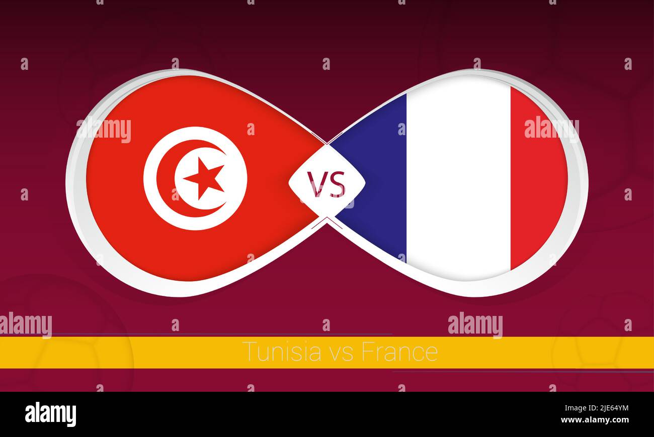 La Tunisie contre la France en compétition de football, le Groupe A. contre l'icône en arrière-plan du football. Illustration vectorielle. Illustration de Vecteur