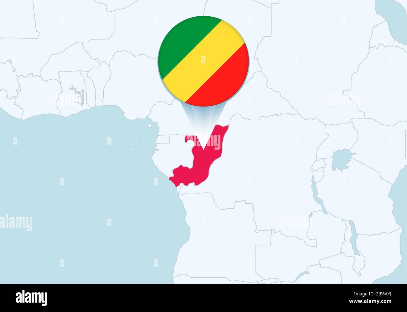 Afrique avec carte Congo sélectionnée et icône de drapeau Congo. Carte vectorielle et indicateur. Illustration de Vecteur