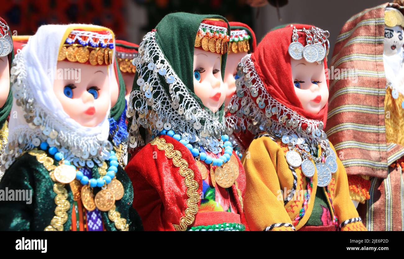 Poupées-bébés traditionnelles d'Anatolie à Istanbul, Turquie. Banque D'Images
