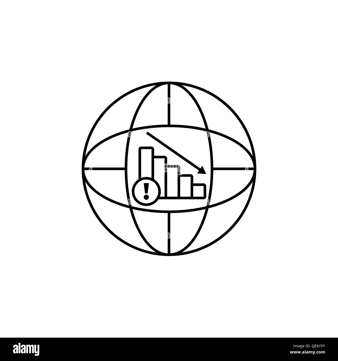 icône de ligne récession globale isolée sur fond blanc. Illustration de Vecteur