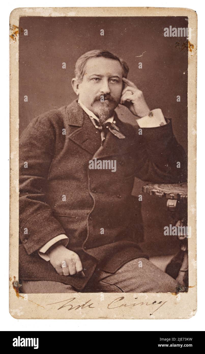 Antquie carte de visite photographie d'un homme français mature, moustache et barbe, 19th siècle, vers 1880 Banque D'Images