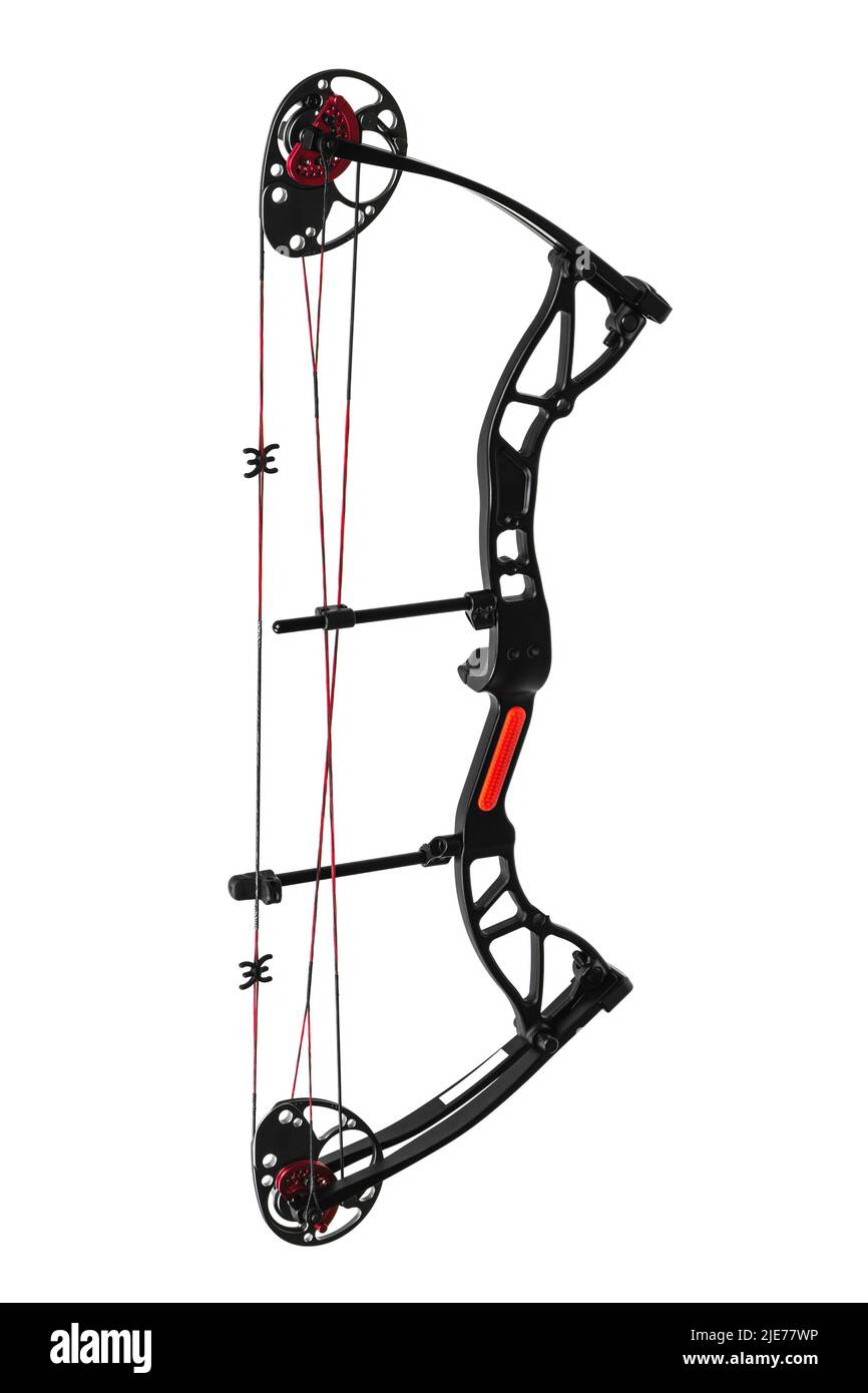 Noeud de chasse moderne composé. Une arme ancienne avec une touche moderne. Isoler sur un fond blanc. Banque D'Images