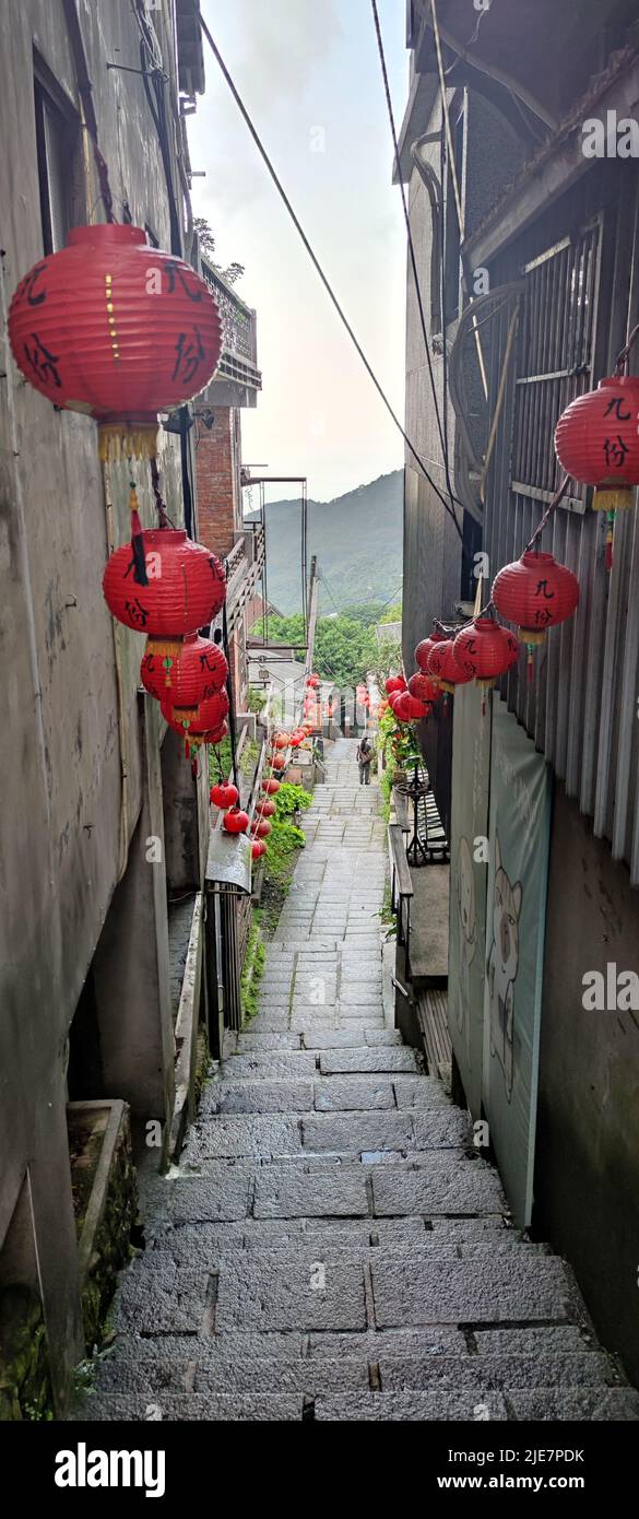 Jioufen village, Taipei - APR 24, 2022 : vue magnifique sur le village de Jioufen, New Taipei City, Taïwan Banque D'Images