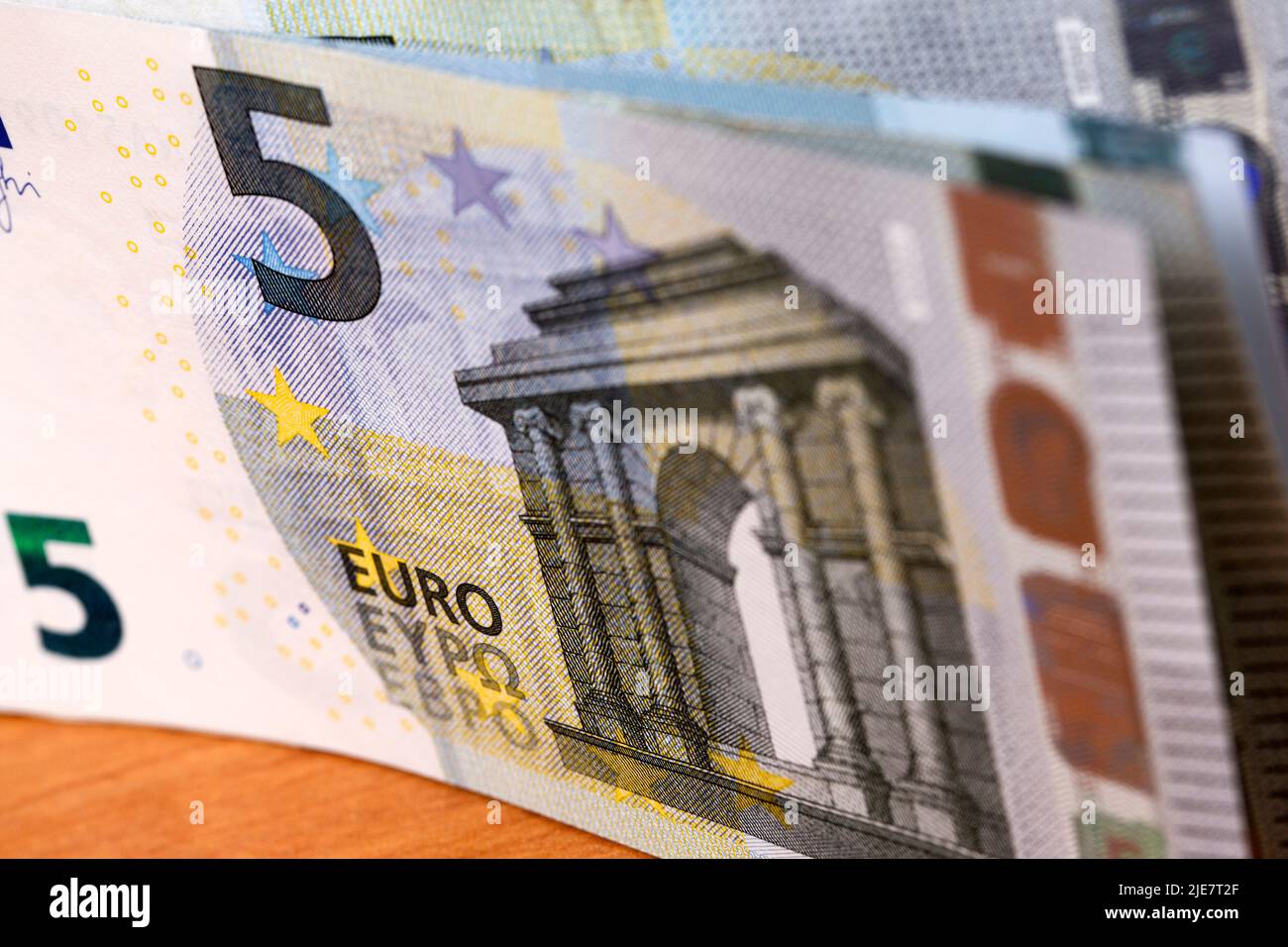 Monnaie européenne - 5 euros - un contexte d'affaires Banque D'Images