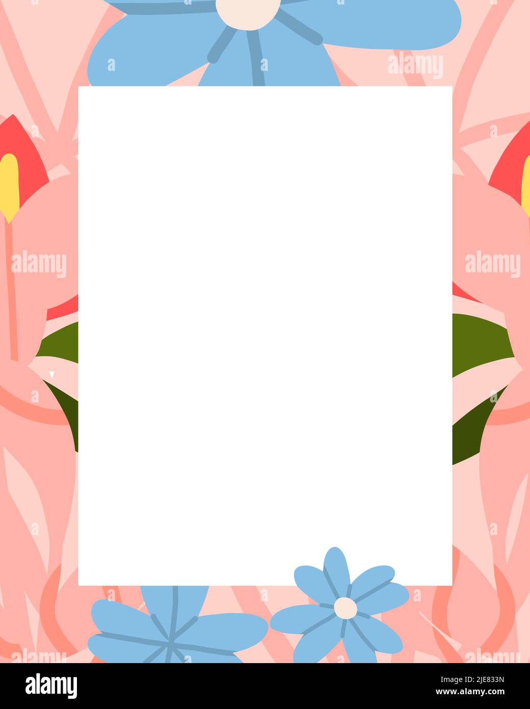 Dessin à la main graphique clipart illustration vecteur arrière-plan cadre de la composition avec boho abstrait jardin forme nature, fleurs de fleur Illustration de Vecteur