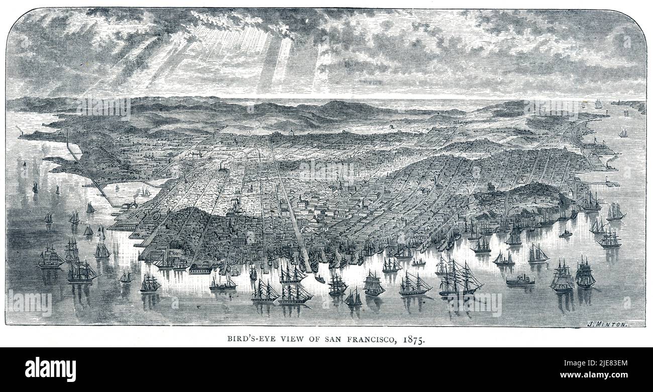 Vue panoramique sur San Francisco au 19th siècle Banque D'Images
