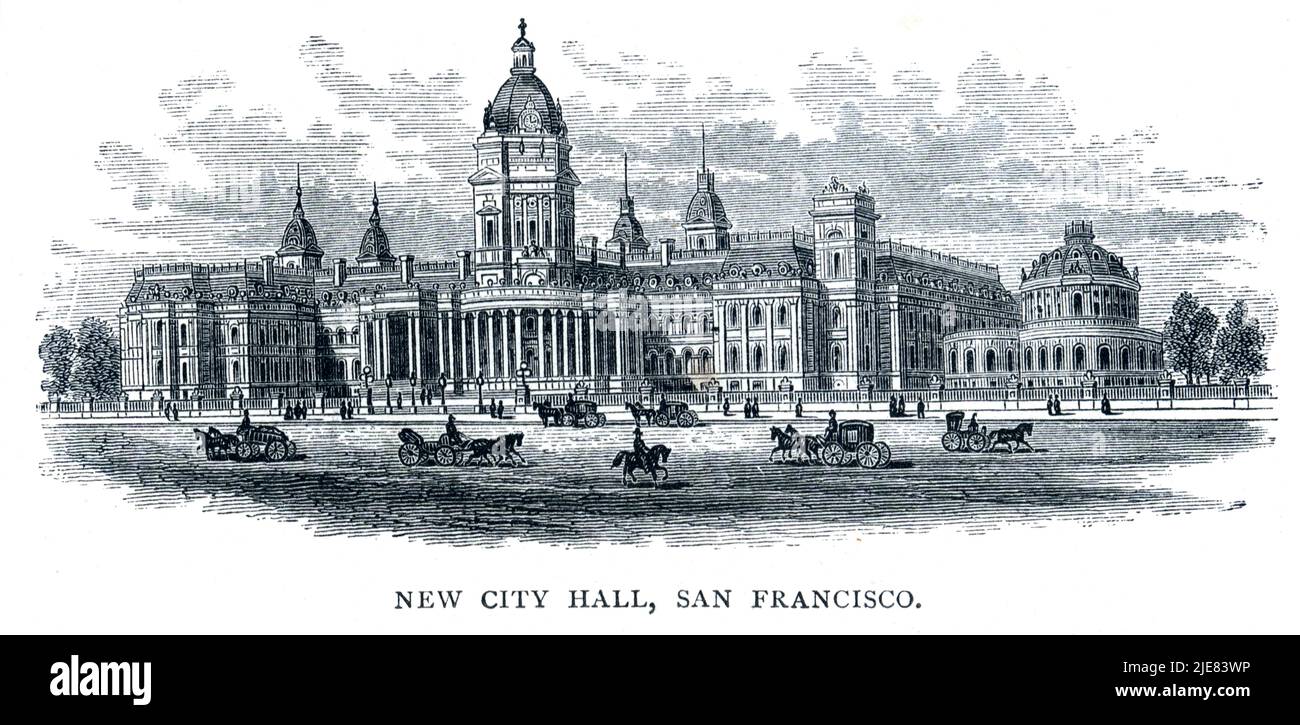 Nouvel hôtel de ville, San Francisco en 19th siècle Banque D'Images