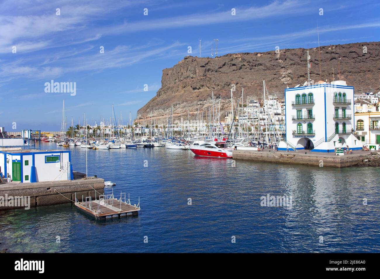 Entrée dans le port de Puerto de Mogan, Grand Canary, îles Canaries, Espagne, Europe Banque D'Images
