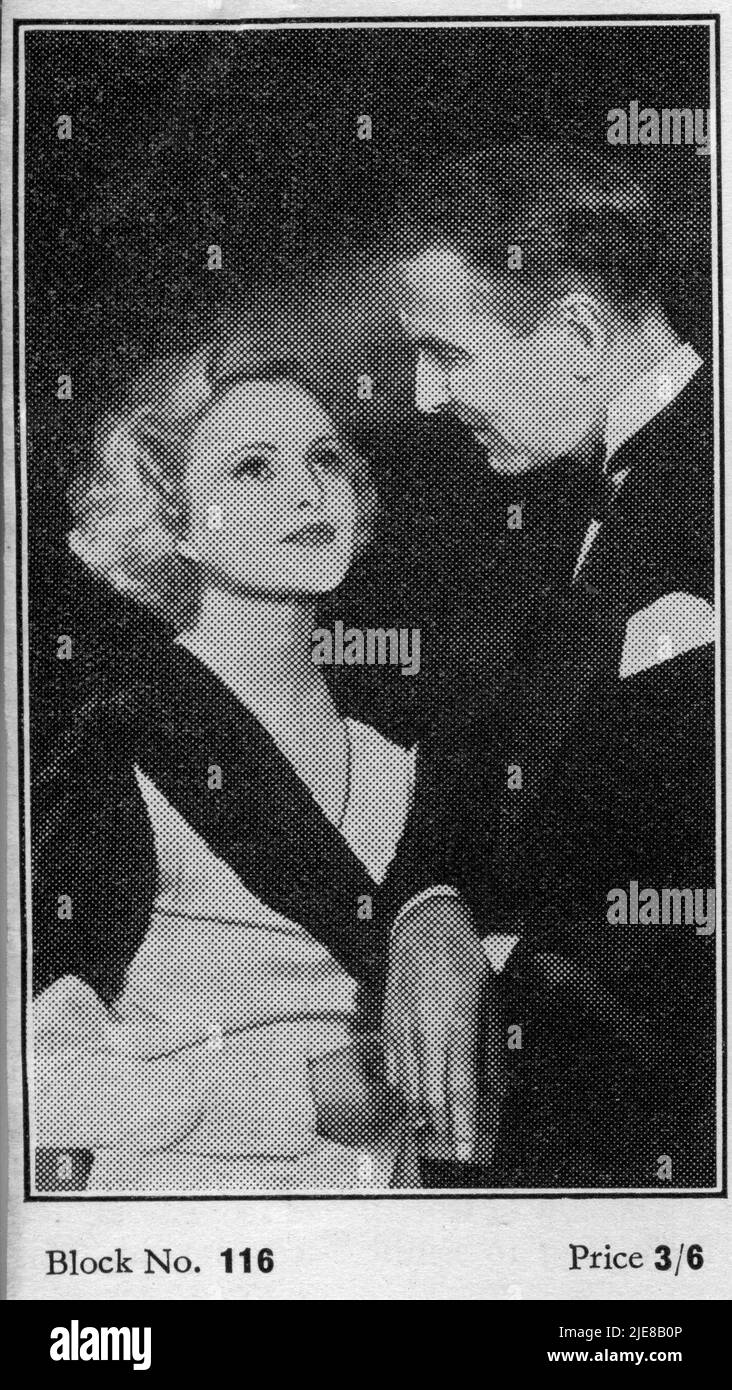 Photo publicité Bloc de JOAN BARRY et PERCY MARMONT dans RICHE ET ÉTRANGE 1931 réalisateur ALFRED HITCHCOCK roman Dale Collins adaptation Alfred Hitchcock scénario Alma Reville et Val Valentine British International Pictures (BIP) / Wardour films Banque D'Images