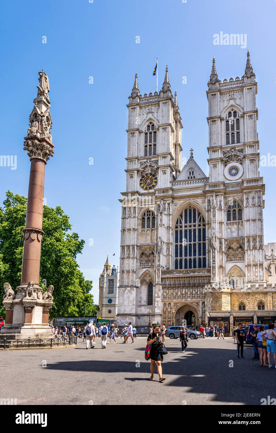 Façade occidentale de l'abbaye de Westminster, dans le style gothique, lieu de sépulture des monarques anglais et des personnalités célèbres, Cité de Westminster, Londres, Angleterre, Royaume-Uni Banque D'Images