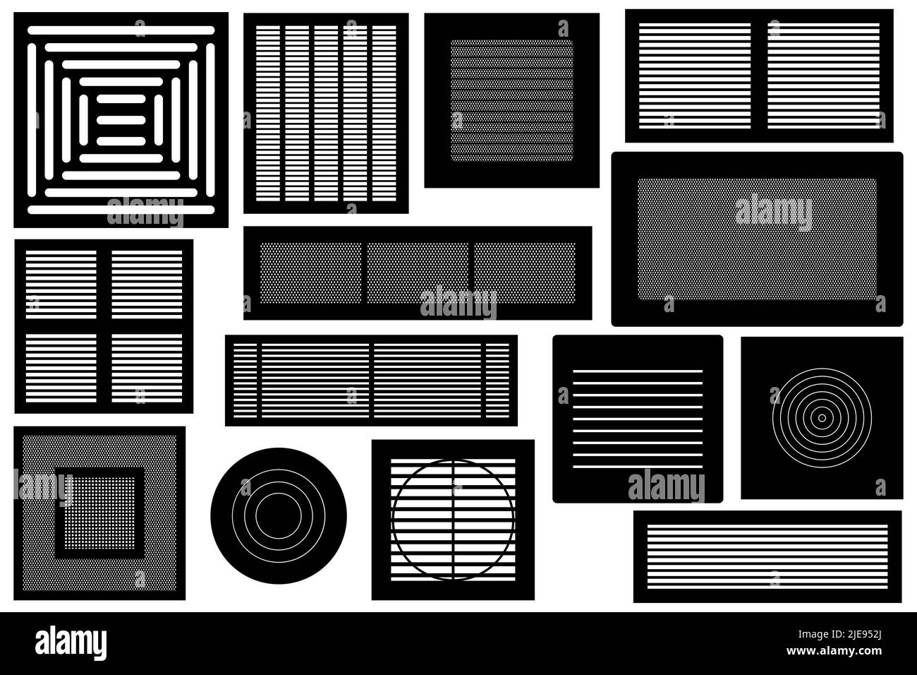 Collection de différentes grilles de ventilation isolées sur blanc Banque D'Images