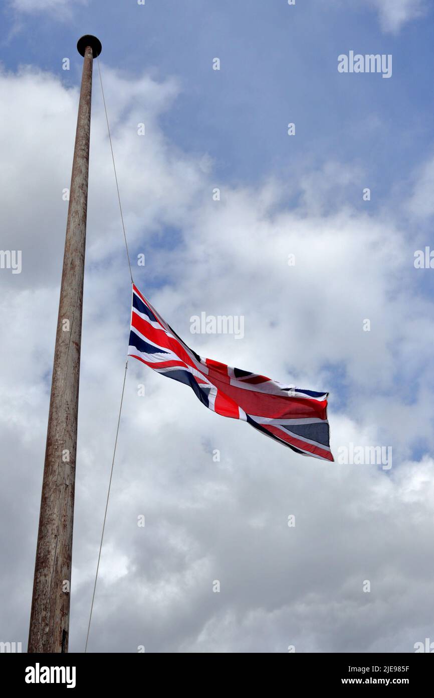 Drapeau du Royaume-Uni en Berne, deuil national Banque D'Images