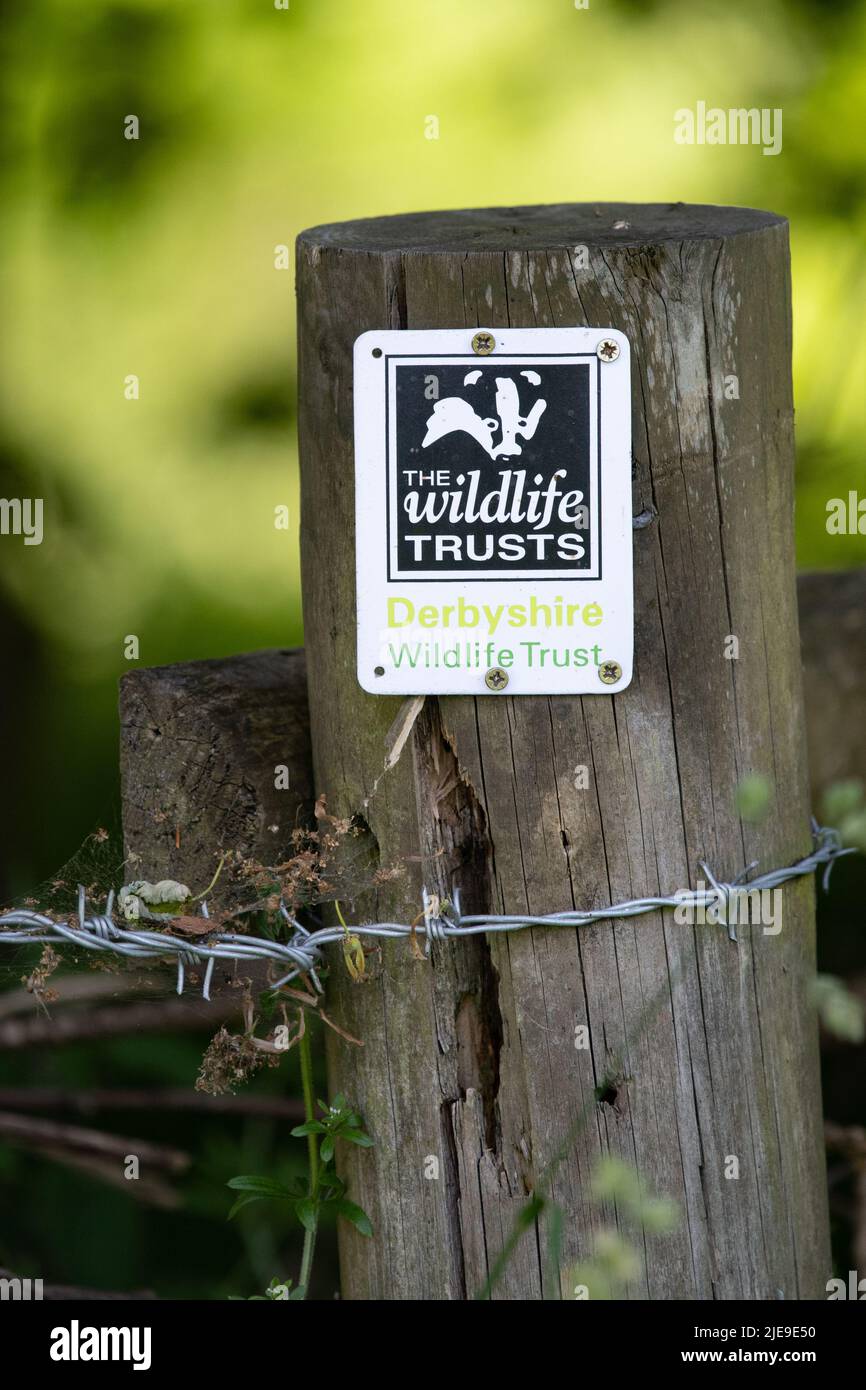 Signe Derbyshire Wildlife Trust Banque D'Images