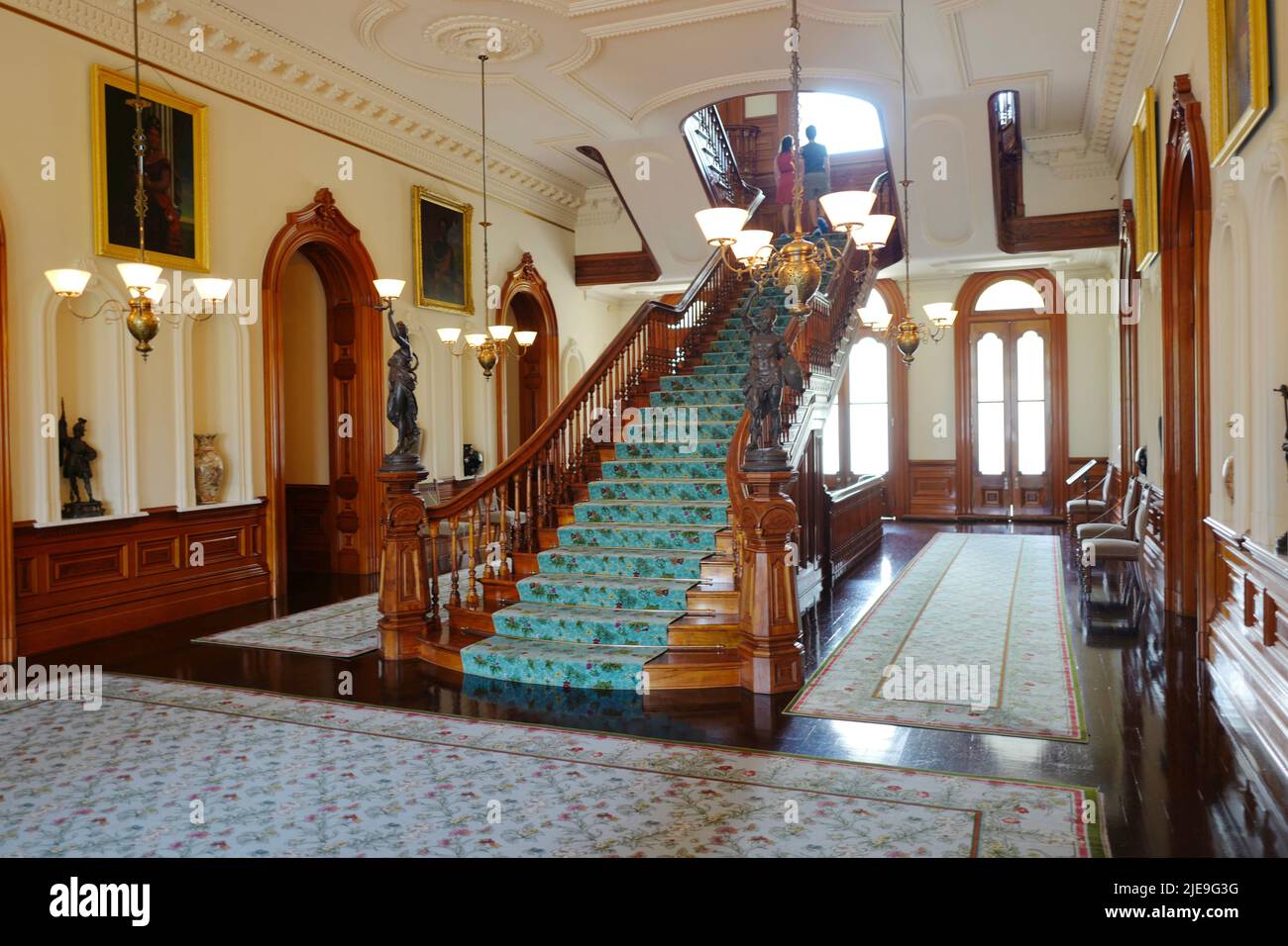 Escalier au palais de la princesse Iolani à Honolulu Banque D'Images