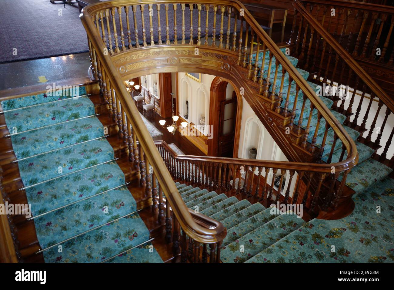 Escalier au palais de la princesse Iolani à Honolulu Banque D'Images