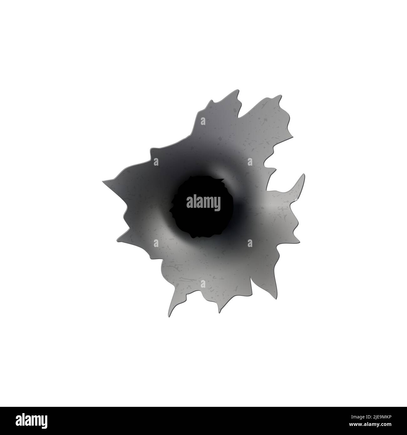 Trous de balle de pistolet ou de pistolet. Photographiez en métal à trou simple ou double. Dommages et fissures sur la surface. Vecteur isolé en arrière-plan Illustration de Vecteur