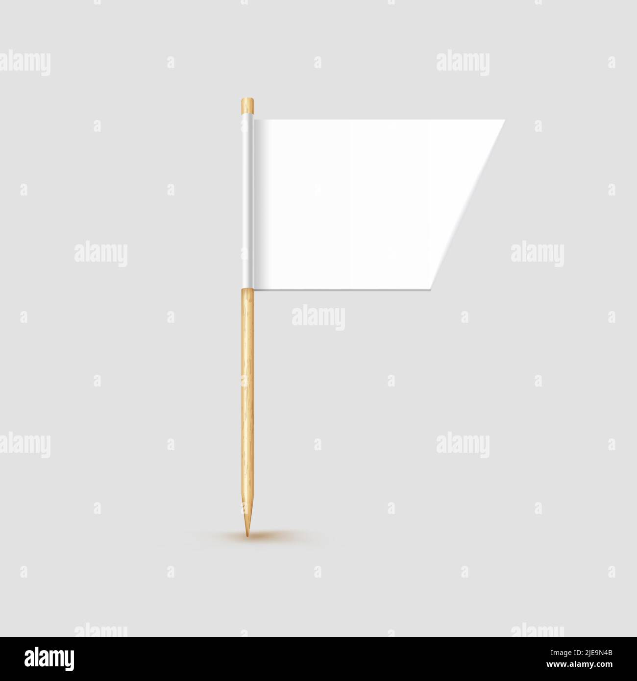 Drapeau de cure-dent isolé sur bâton de bois avec papier blanc. Petit choix de dents réaliste pour le déjeuner. Décoration de cocktail Vector Illustration de Vecteur