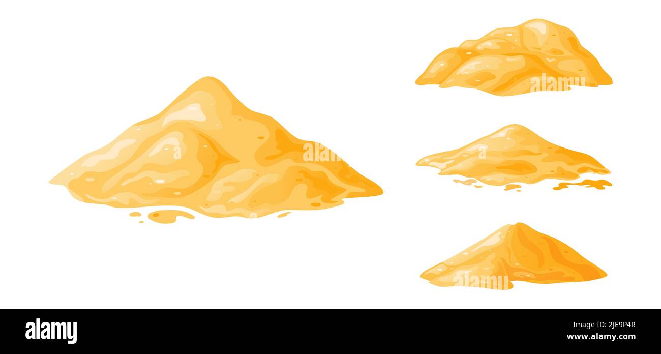Pile de sable, tas, dune de sable isolée sur fond blanc. Élément de conception décoratif du matériau de fabrication. Illustration vectorielle de dessin animé Illustration de Vecteur