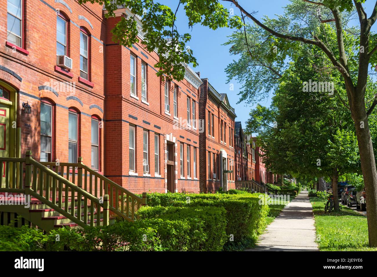 Chicago, Illinois - le logement des travailleurs au Pullman National Monument, site d'une ville d'entreprise et d'usines que George Pullman a utilisé pour produire Pullman Banque D'Images