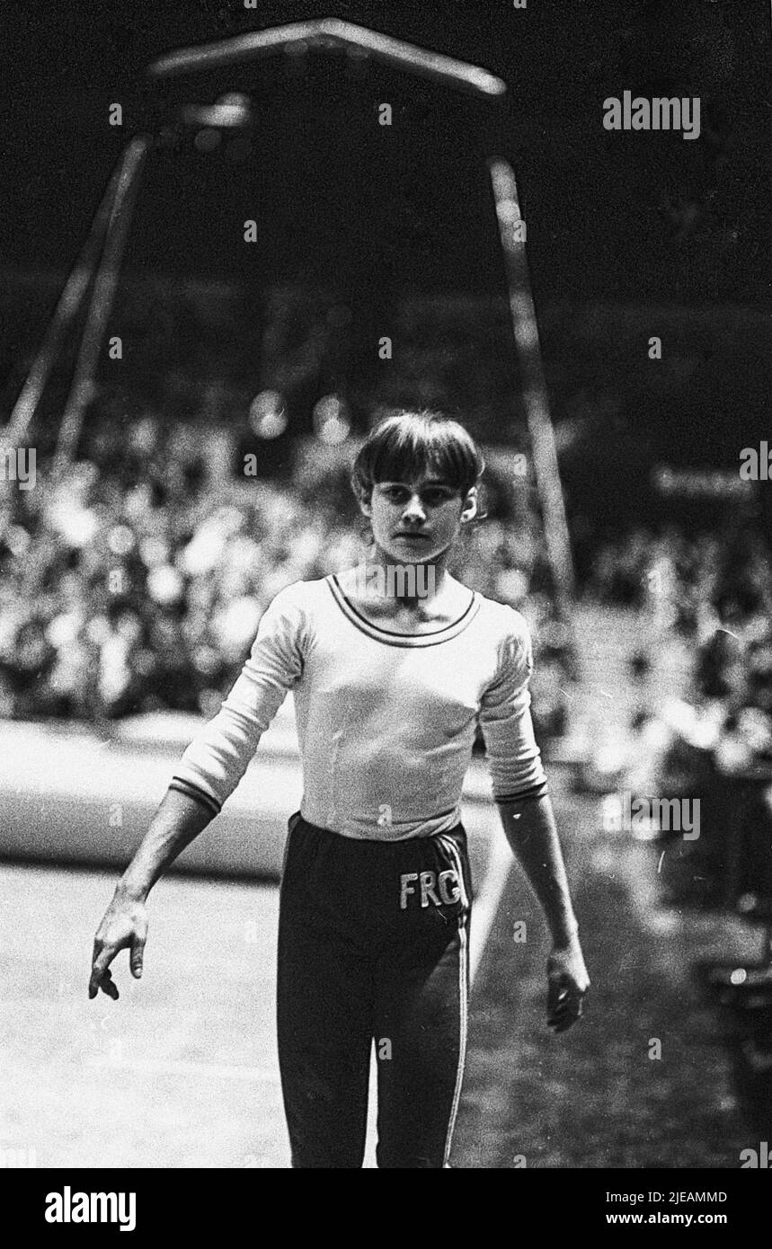 Nadia Comanici (ROM) qui se comète à la coupe américaine de 1976 Banque D'Images