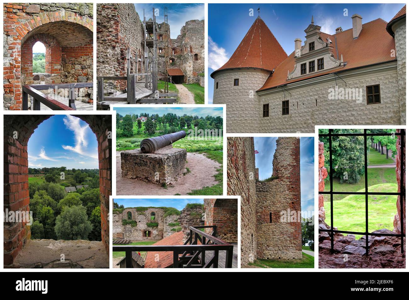 Ruines du château médiéval de Bauska, Lettonie Banque D'Images