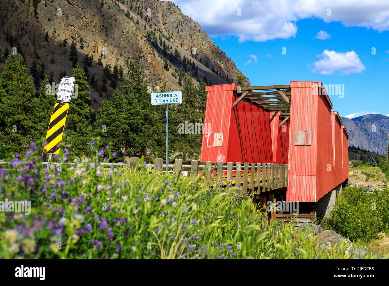 Le pont de chemin de fer Ashnola no 1 mesurant 135 mètres à travers la rivière Similkameen de la Colombie-Britannique, situé à Keremeos, en Colombie-Britannique. Banque D'Images