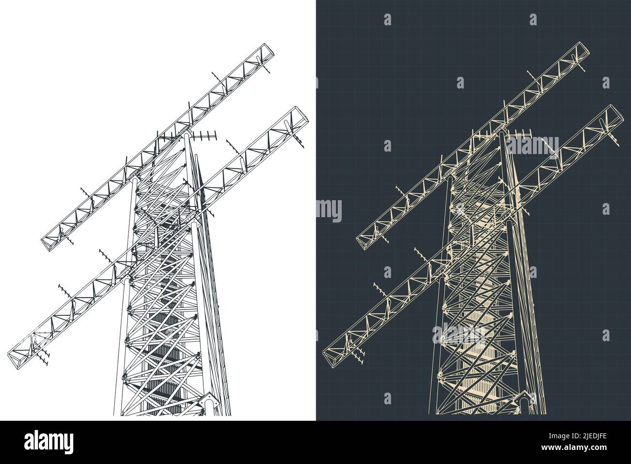 Illustrations vectorielles stylisées de la tour d'antenne Illustration de Vecteur