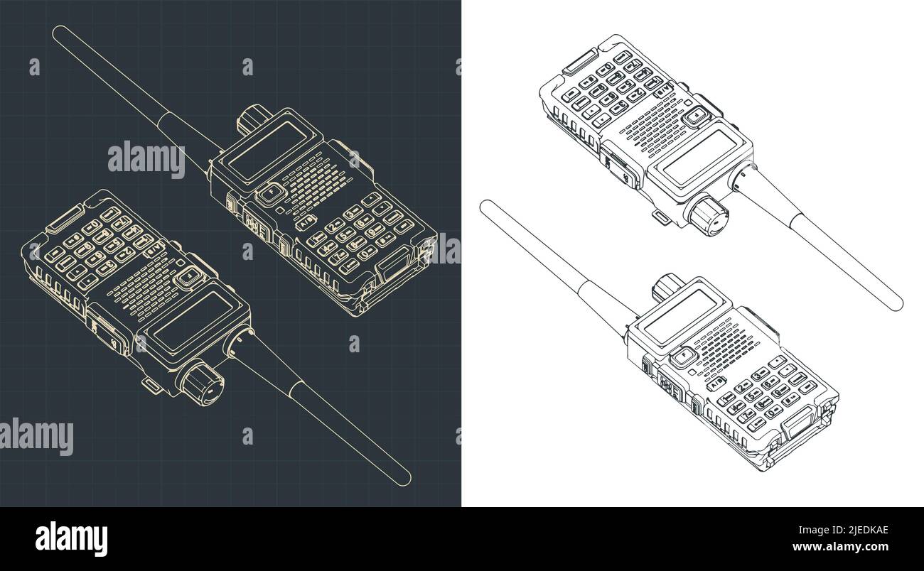 Illustrations vectorielles stylisées de bleus isométriques de walkie-talkie Illustration de Vecteur