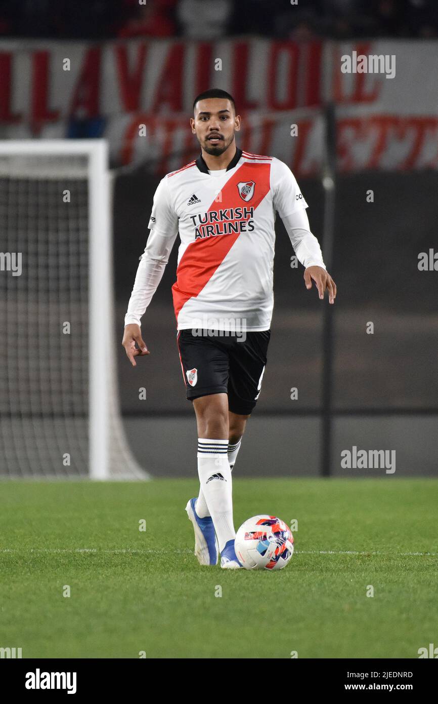 Buenos Aires, Arg - 27 juin. David Martínez de River plate lors d'un match de la Ligue de FP entre River et Lanús à Estadio Monumental. Banque D'Images