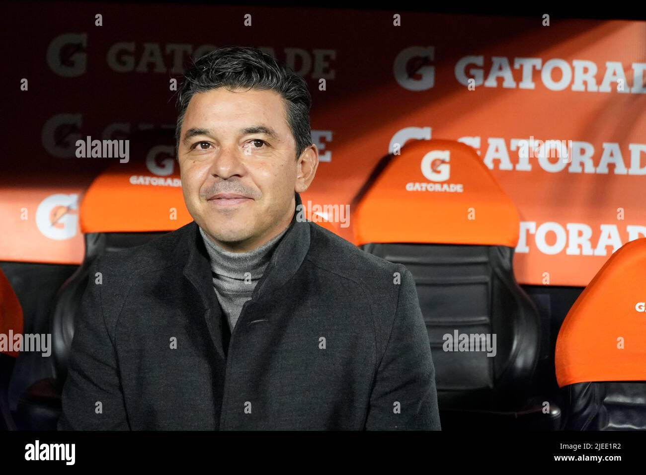 Marcelo Gallardo, directeur de River plate lors d'un match de la Ligue Copa Libertadores entre River et Colo Colo à l'Estadio Monumental. Banque D'Images