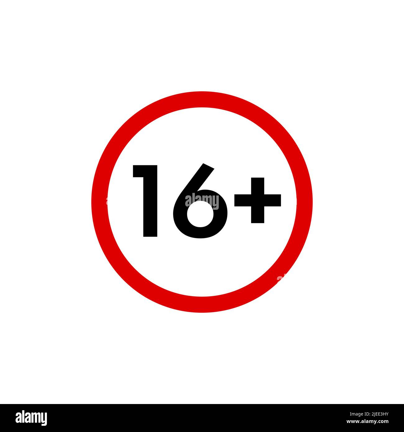 Icône seize plus, signe d'interdiction de moins de 16 ans, symbole de restriction d'âge isolé sur blanc. Illustration vectorielle. Illustration de Vecteur