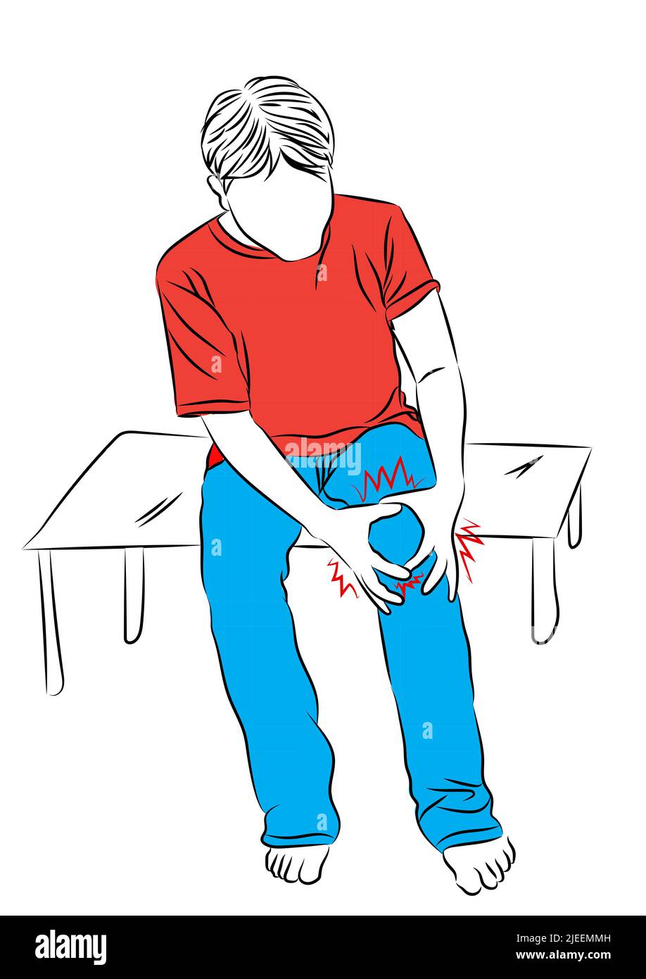 Homme avec des problèmes articulaires de genou de tendon douloureux, gonflement arthrose des personnes âgées ou exercice, illustration vectorielle Illustration de Vecteur