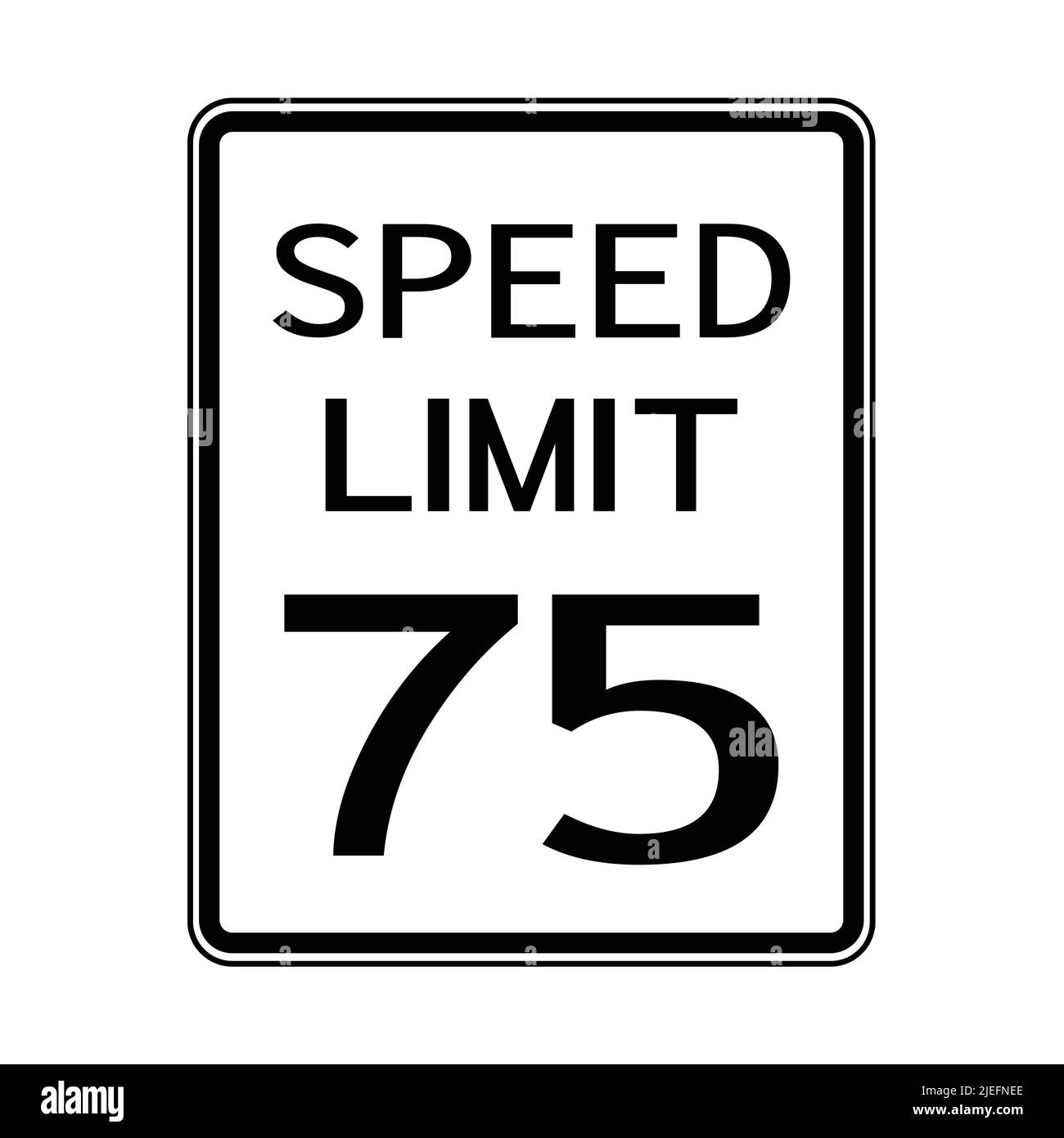 Panneau de transport de la circulation routière aux États-Unis : limite de vitesse 75 sur fond blanc, illustration vectorielle Illustration de Vecteur