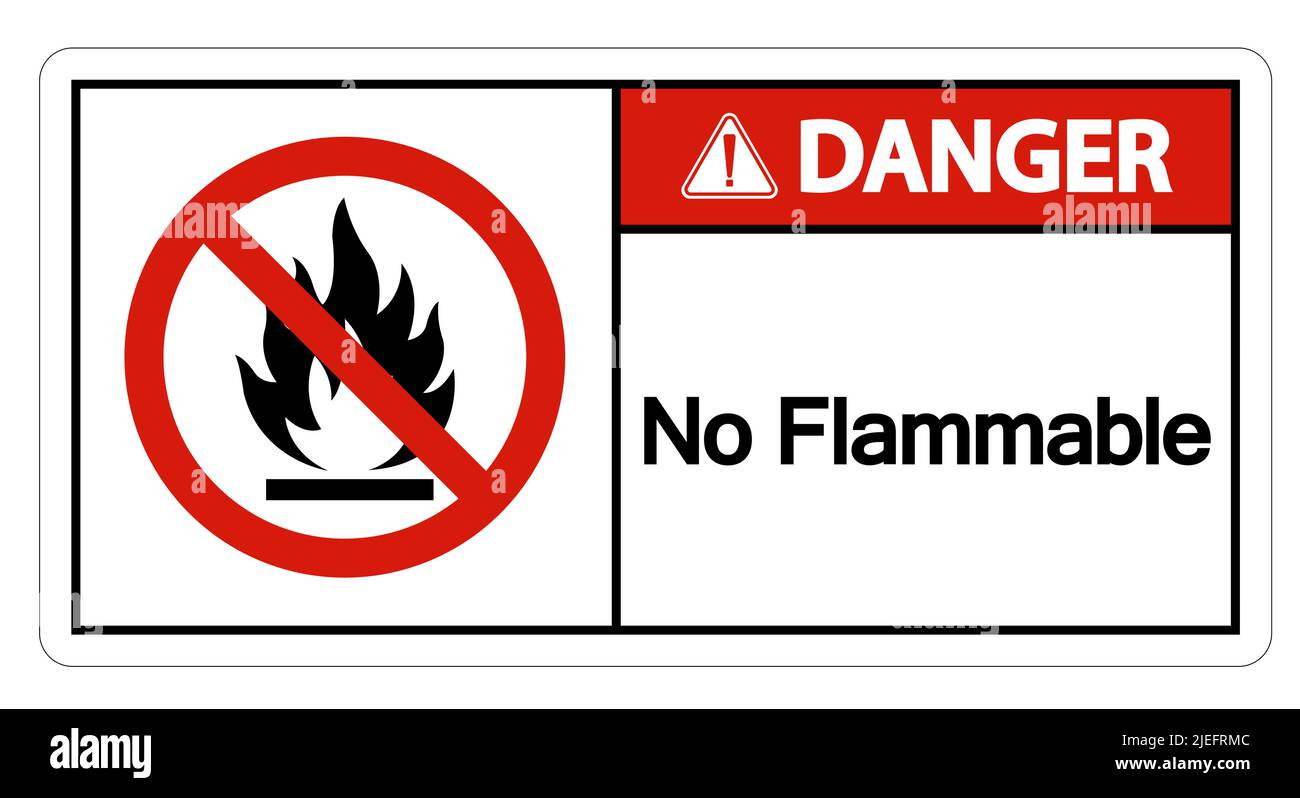 Symbole danger non inflammable sur fond blanc Illustration de Vecteur