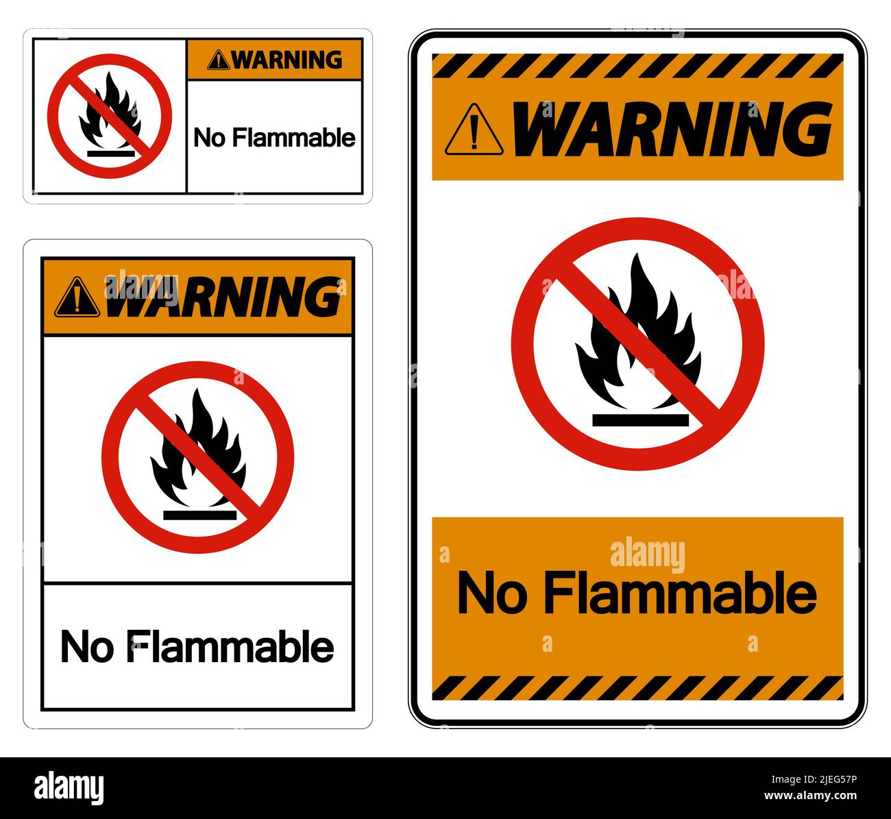 Symbole d'avertissement non inflammable sur fond blanc Illustration de Vecteur