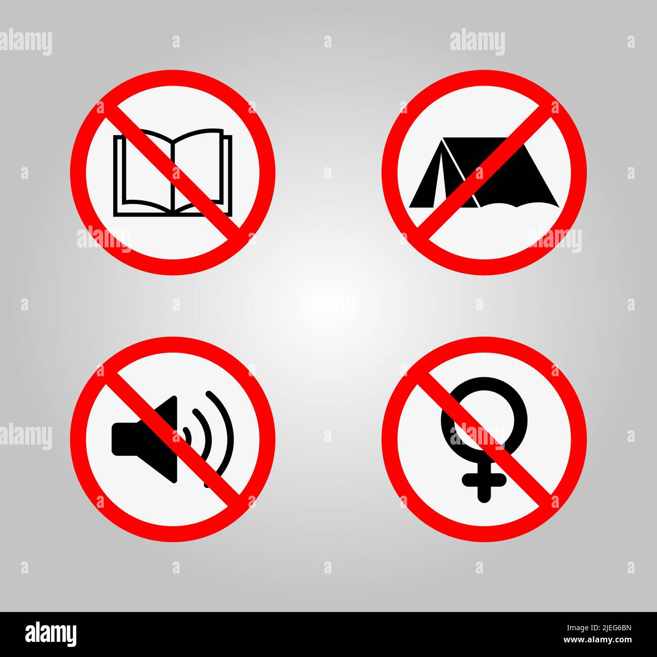 Panneaux d'interdiction et divers signes d'avertissement icône symbole signe isoler sur fond blanc, illustration vectorielle Illustration de Vecteur