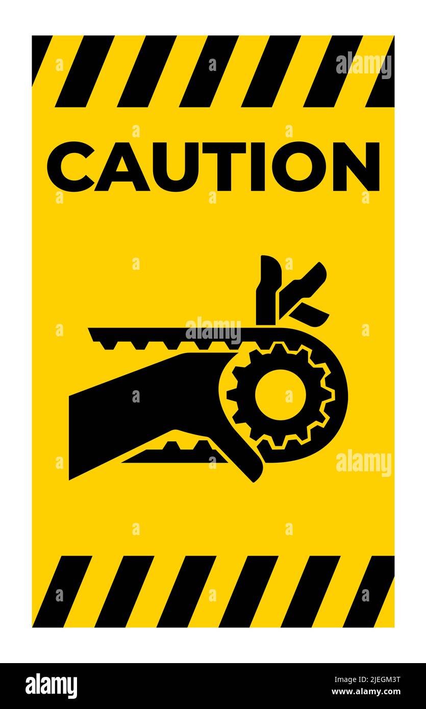 Enchevêtrement de la main symbole d'entraînement de la courroie à encoche panneau isoler sur fond blanc, illustration vectorielle Illustration de Vecteur