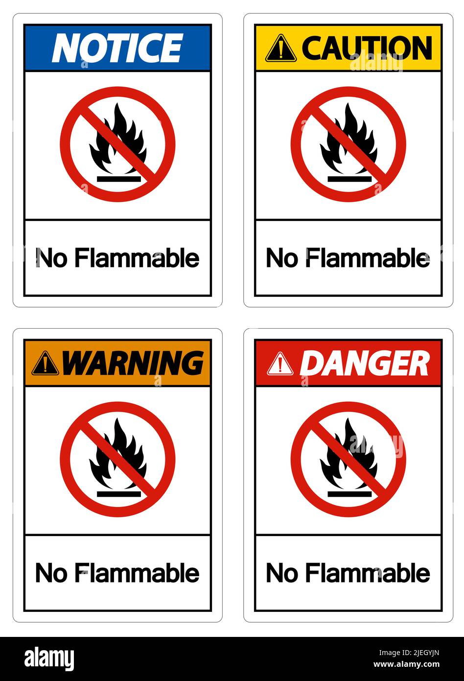 Symbole d'avertissement non inflammable sur fond blanc Illustration de Vecteur