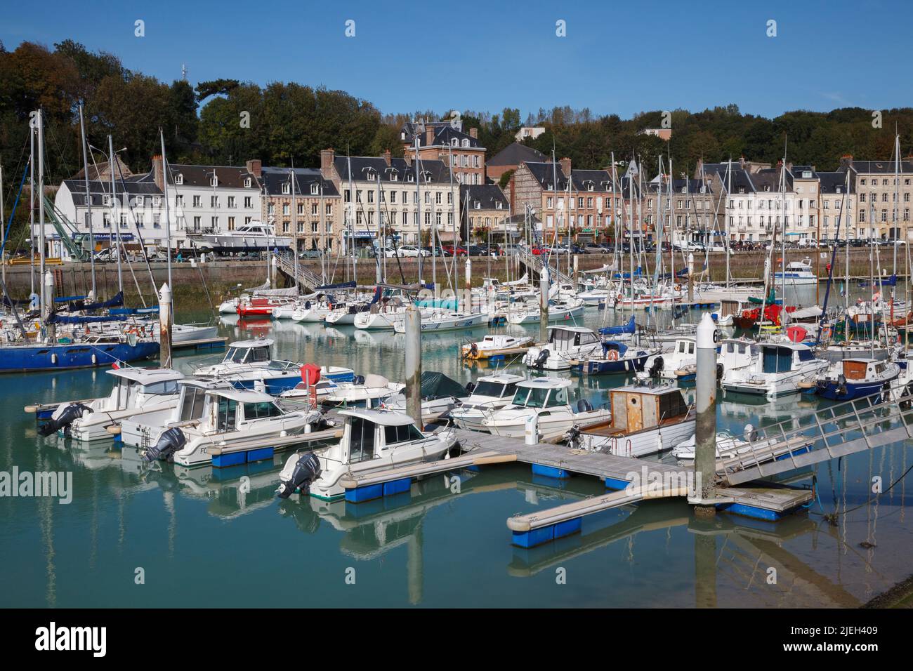 Bateaux dans le port de Saint-Valery-en-Caux, Normandie, France, Europe. Photo D.V. Banque D'Images