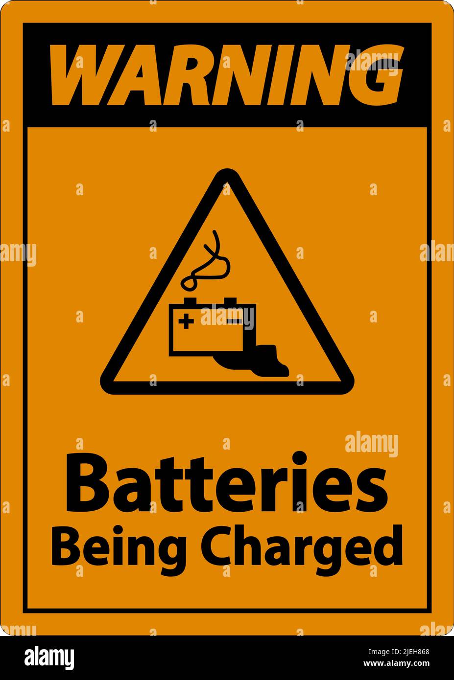 Avertissement : batteries en cours de charge. Affiche sur fond blanc Illustration de Vecteur