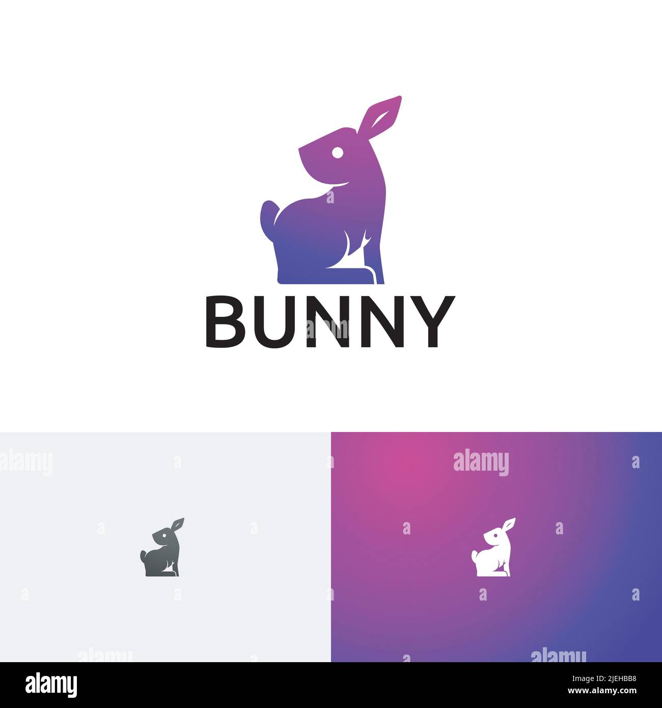 Lapin lapin lapin Lièvre simple Silhouette logo animal Illustration de Vecteur
