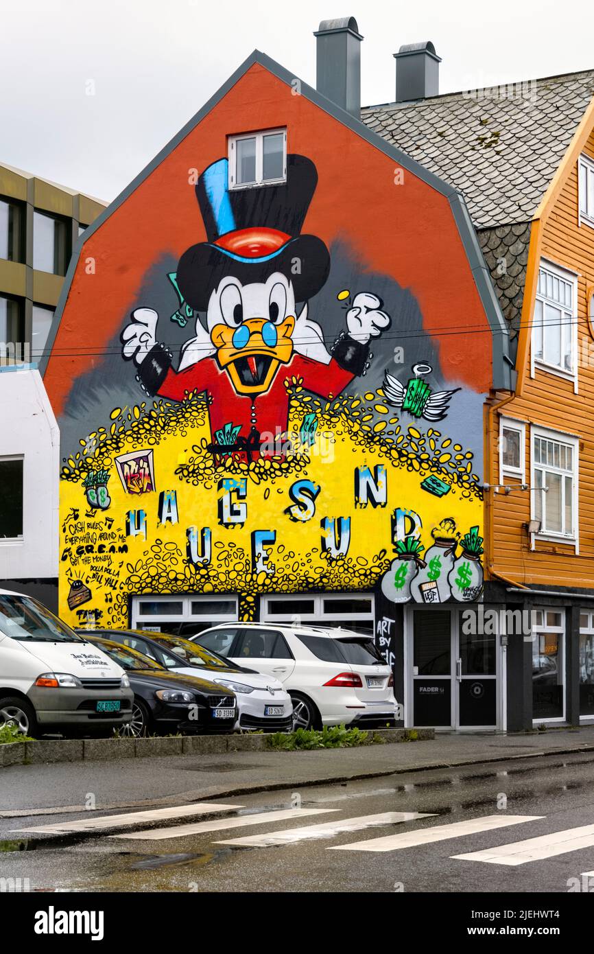 Illustration du graffiti de la souris Micky sur le mur, Haugsund Norvège Banque D'Images