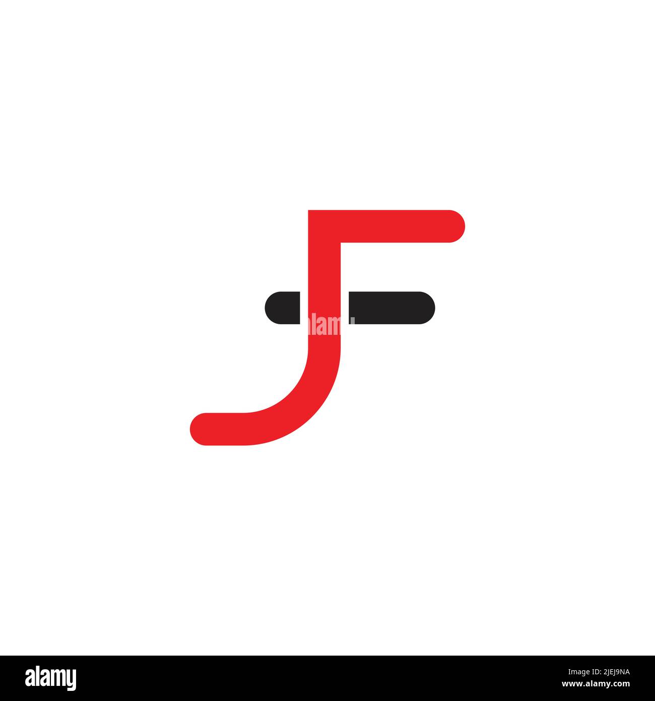 lettre jf géométrique simple ligne colorée logo vecteur Illustration de Vecteur