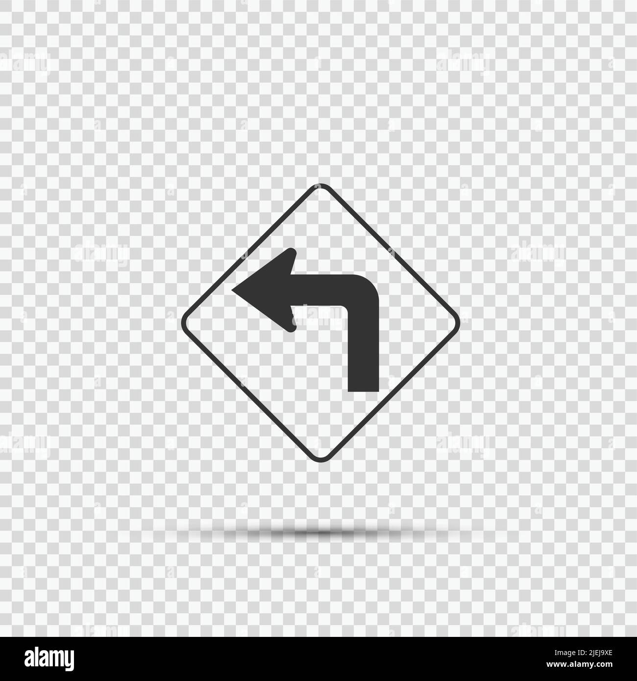 Tournez à gauche, le panneau de signalisation sur fond transparent, illustration vectorielle Illustration de Vecteur