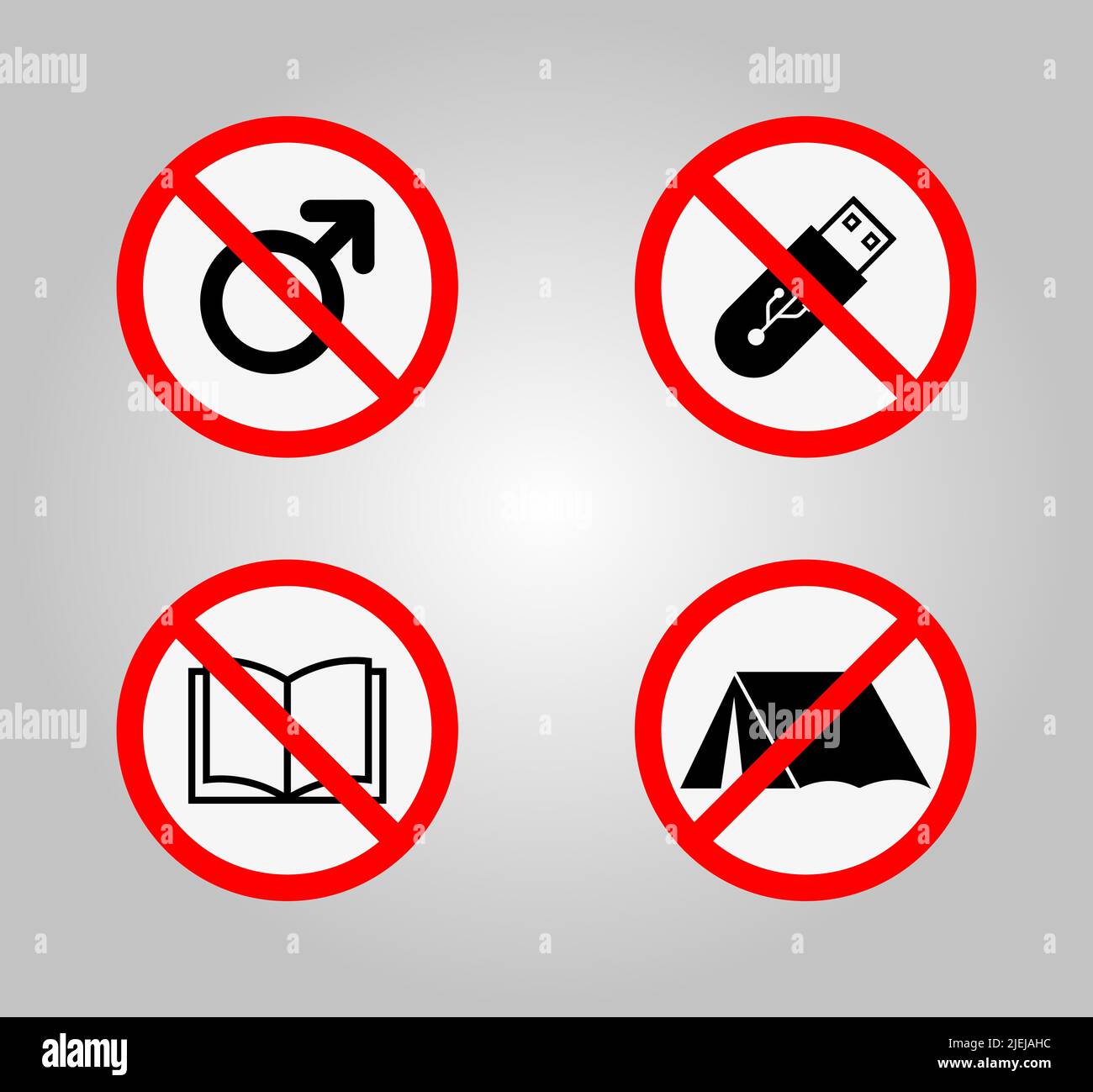 Panneaux d'interdiction et divers panneaux d'avertissement icône symbole panneau isoler sur fond blanc Illustration de Vecteur