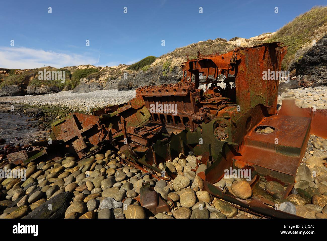 Naufrage sur la plage de sable Banque D'Images