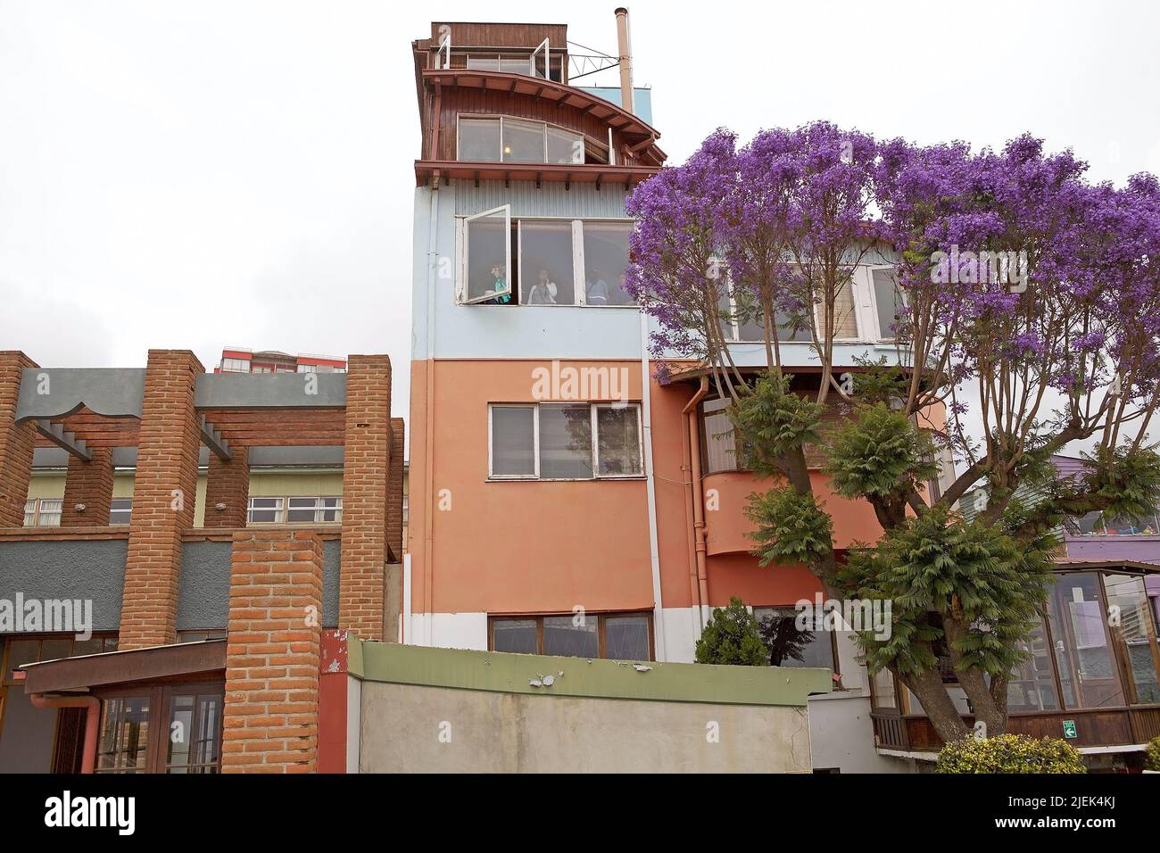 Maison de Pablo Neruda, la Sebastiana, à Valparaiso, Chili. La Sebastiana est l'une des maisons de l'écrivain et poète chilien Pablo Neruda, prix Nobel pour Banque D'Images