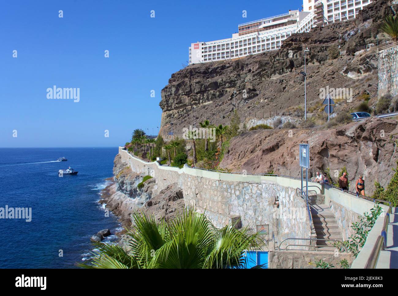 Sentier piétonnier de Porto Rico à la plage d'Amadores, Grand Canary, îles Canaries, Espagne, Europe Banque D'Images