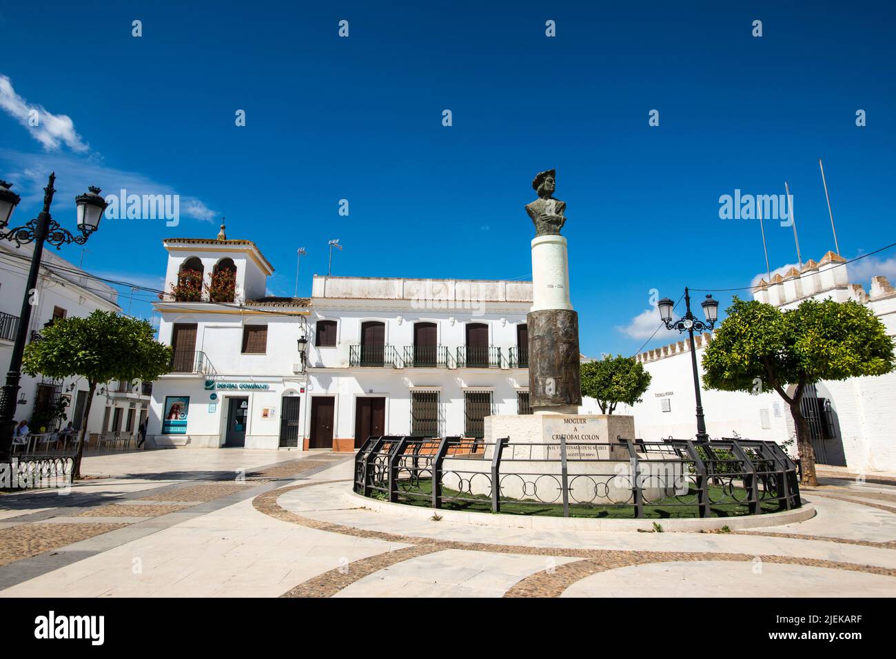 Monument à Christophe Colomb à côté du monastère de Santa Clara, Moguer Banque D'Images