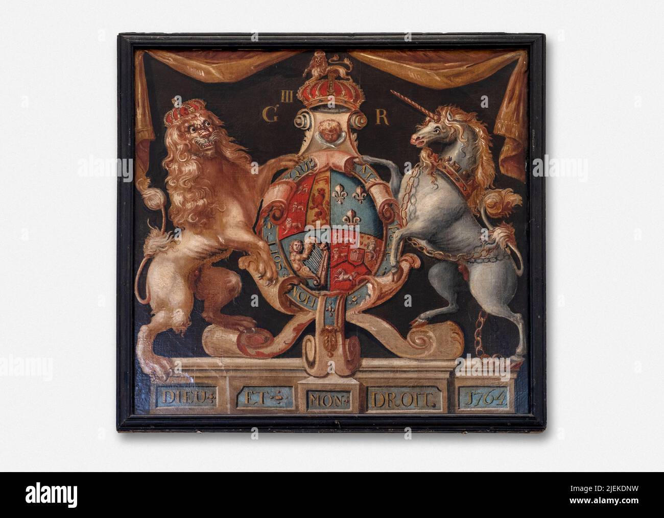 Armoiries royales George III, Église Saint-Michel, Tunstall, Suffolk, Royaume-Uni Banque D'Images